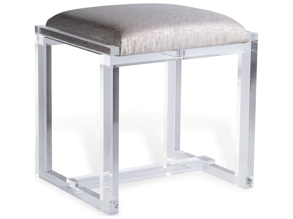 Glencoe Lucite Bench with Sketch Silver Upholstery