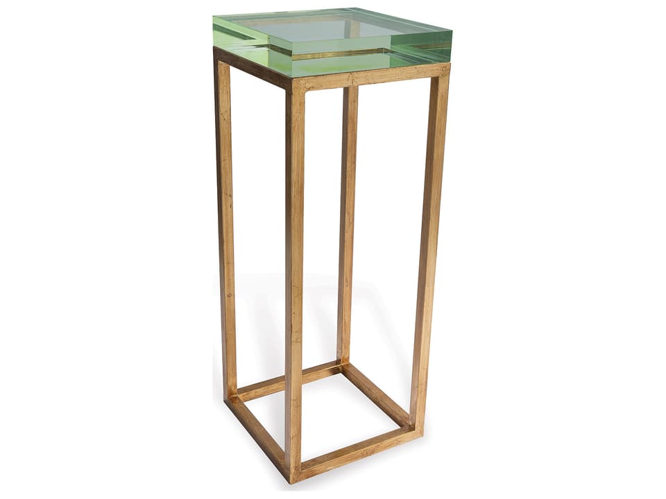 Drake Lucite Green End Table with Gold Leaf Base