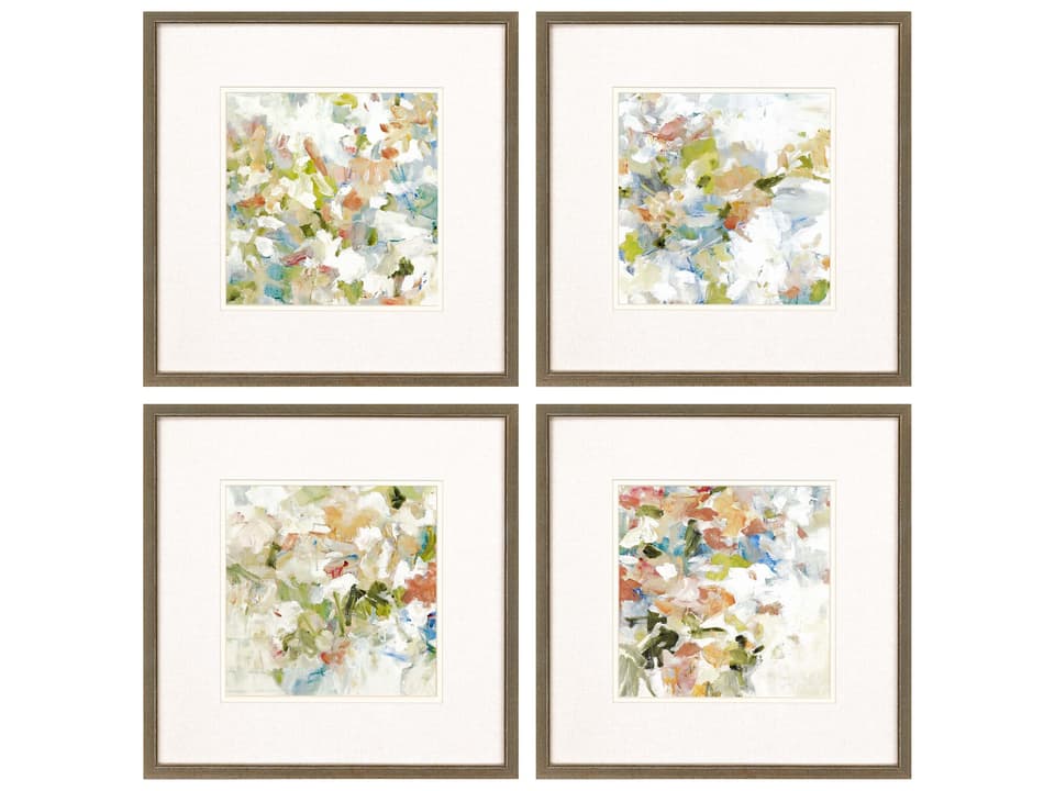 Abstract Floral Blush Framed Giclee Wall Art Set of 4