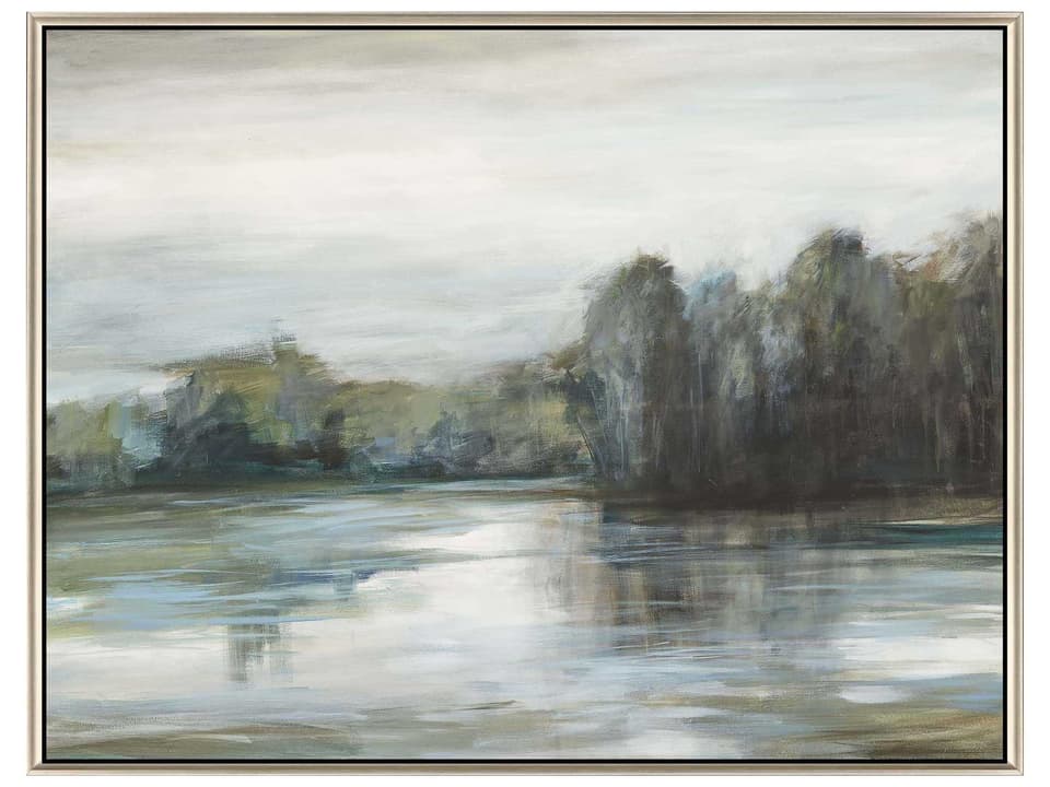 Serenity's Edge Canvas Wall Art Abstract Lakeside Landscape