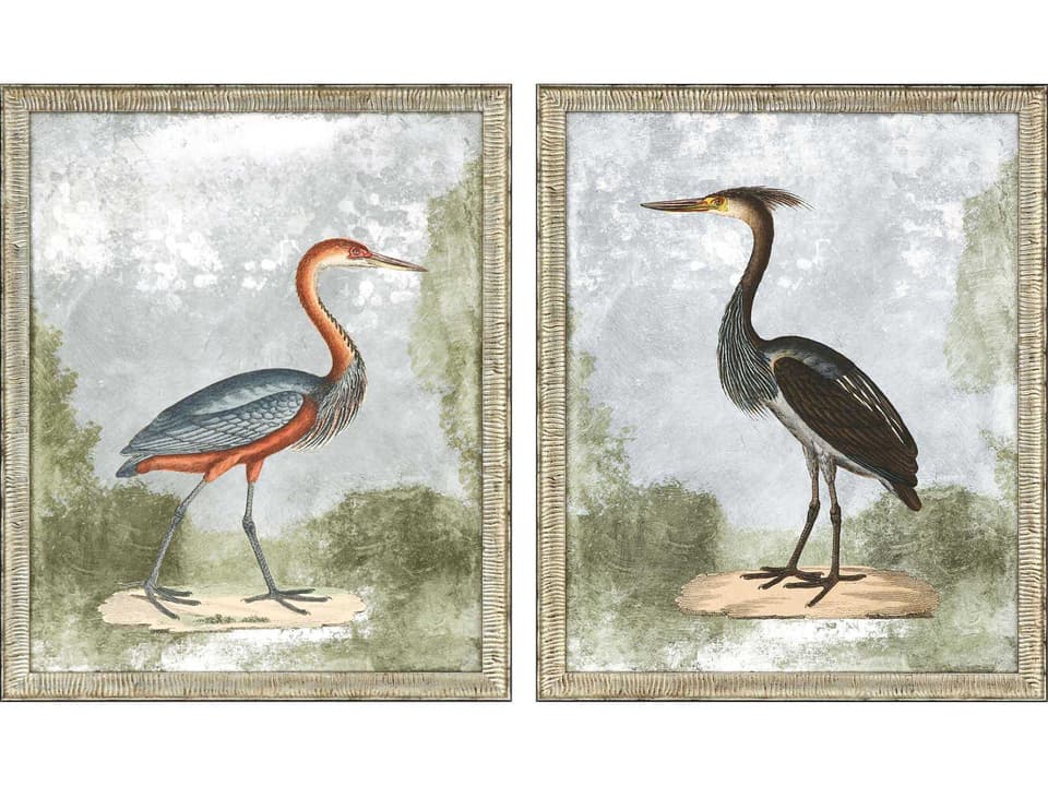Cranes II 2-Piece Wall Art Set with Silver Frame