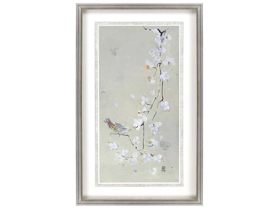 Bird Family-II Shadow Box Wall Art with Silver Leaf Frame