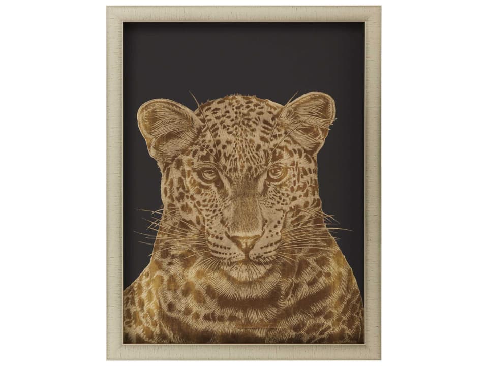 Leopard Portrait Shadow Box Wall Art with Champagne Gold Frame
