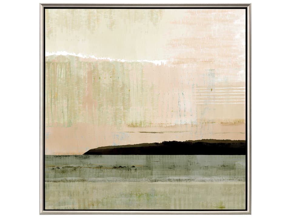 Waterside Blush Horizon-I Canvas Wall Art with Silver Floater Frame