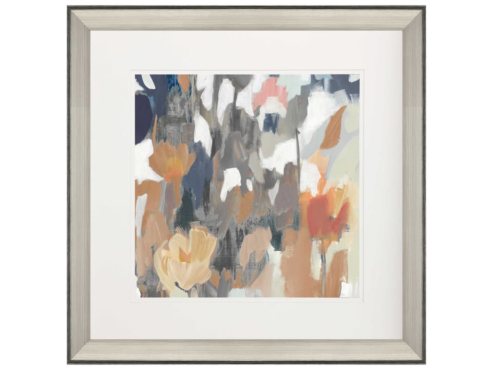 Florals Corner Flower Stand II Framed Wall Art with Silver Frame