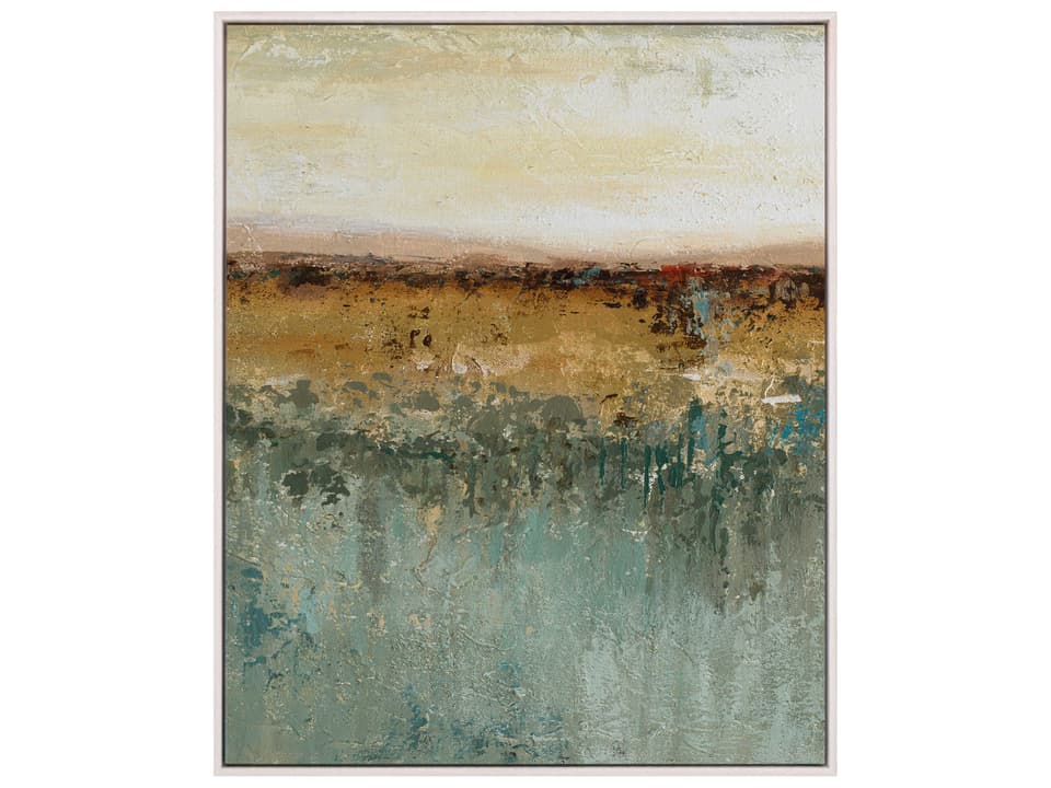 Abstract Antique Contemporary Canvas Wall Art with Whitewash Floater Frame