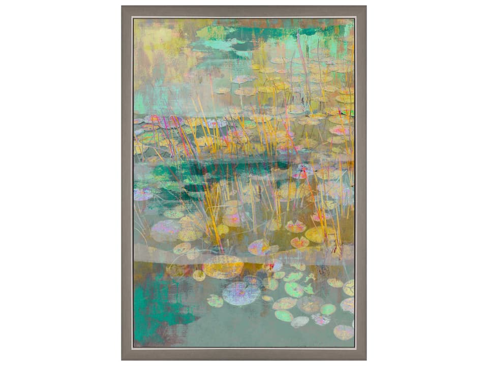 Waterside Reeds and Lilies-I Hand Finished Giclee Wall Art