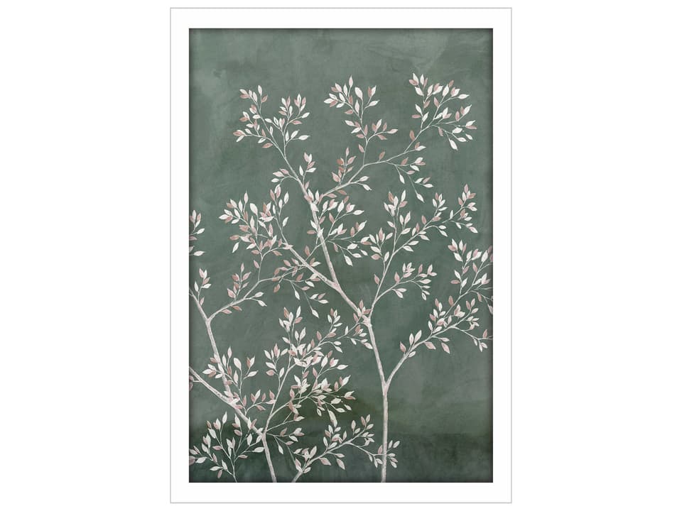 Florals Delicate Tree-II Framed Wall Art in Lacquered White Shadow Box
