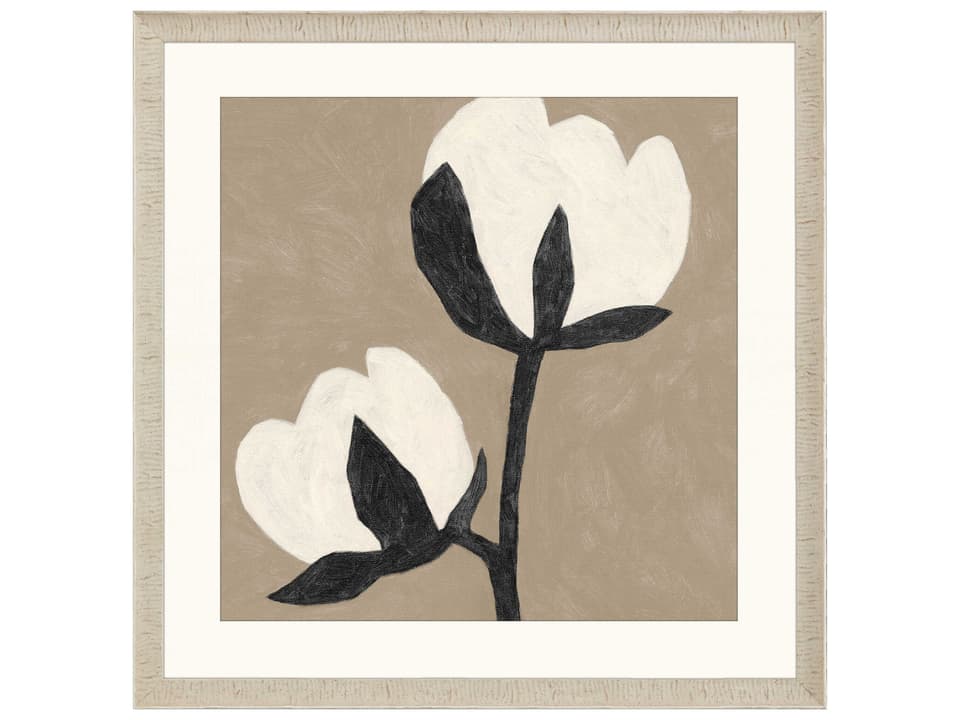 Florals Delicate Sketch Duet Framed Wall Art with Ivory Wood Frame