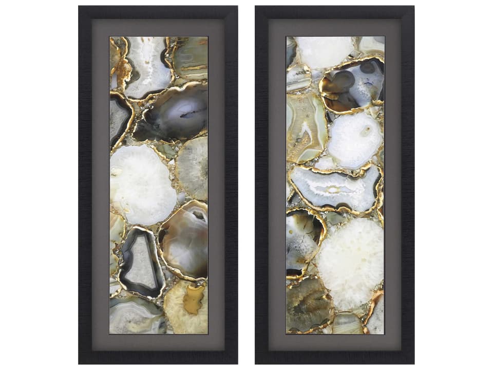Geometrics Agate Wall Art Set of 2 Framed with Black Molding