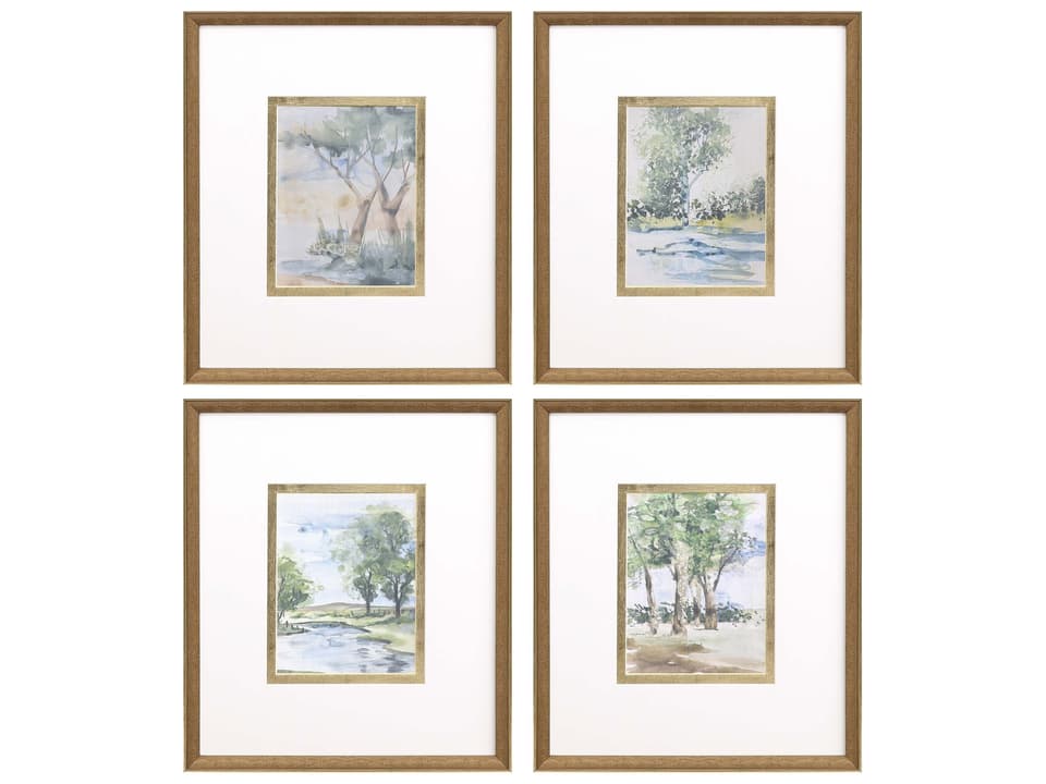Along the Way-I 4-Piece Wall Art Set Hand Embellished Giclee