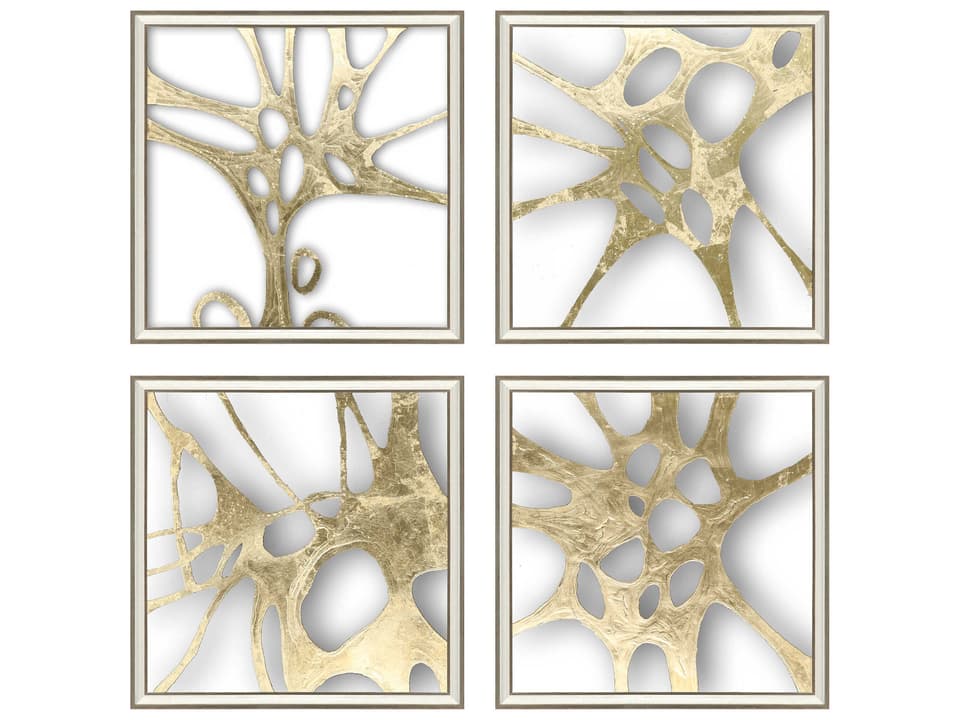 Splash of Gold Geometrics Shadow Box Wall Art Set of 4