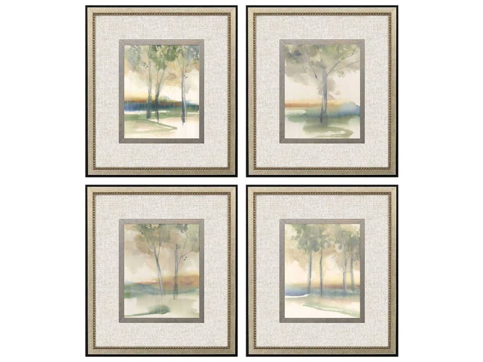 Landscapes Treescape Study Embellished Giclee Wall Art Set of 4