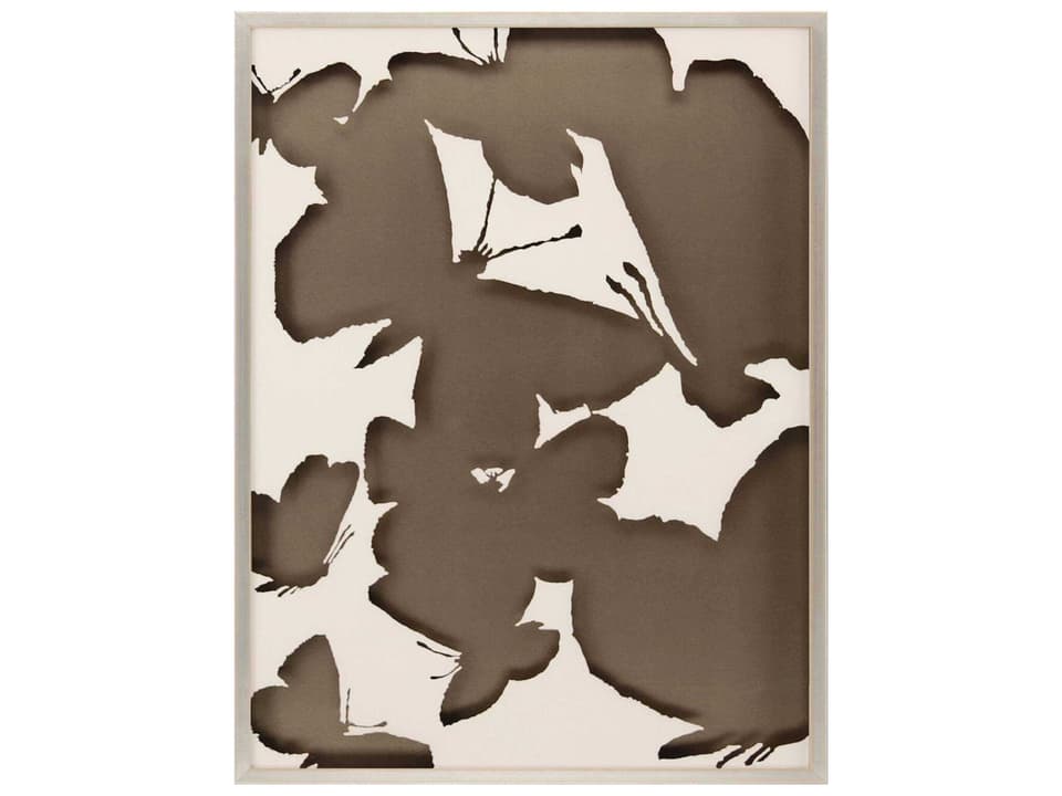 Animals Monochrome Flutter-II Mixed Media Shadow Box with Silver and Gold Accents