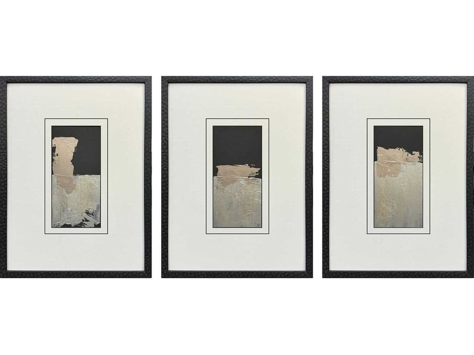Abstract Reverie-I 3-Piece Framed Wall Art Set with Espresso Wood Frame