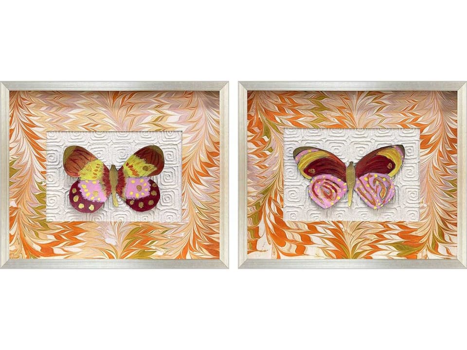 Animals Flight Patterns-I Shadow Box Wall Art Set of 2 in Silver and Gold