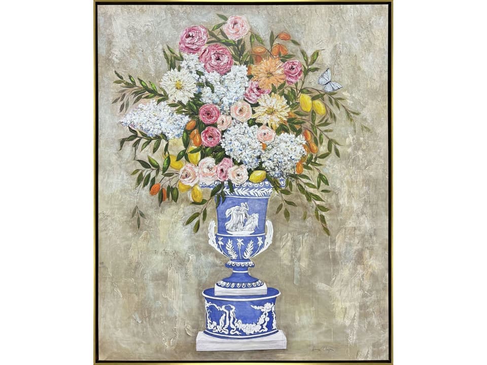 Arrangement in Blue Giclee on Canvas Hand Finished Wall Art