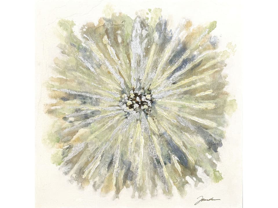 Dandelion Mixed Media Wood Wall Art with Silver Leaf Accents