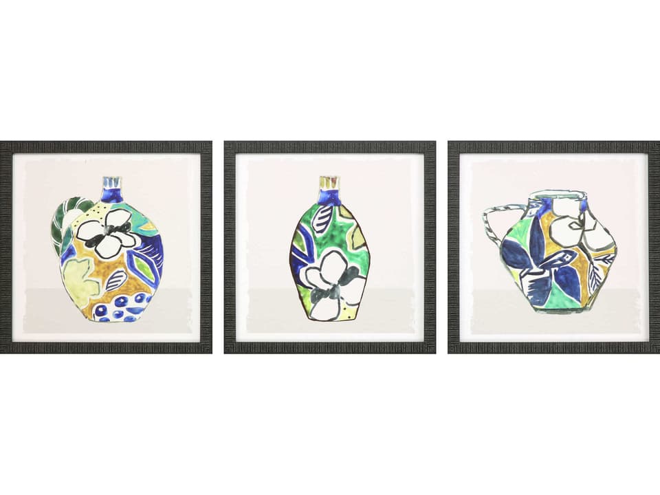 Architectural Beige Picasso Vase Shadow Boxes Set of 3