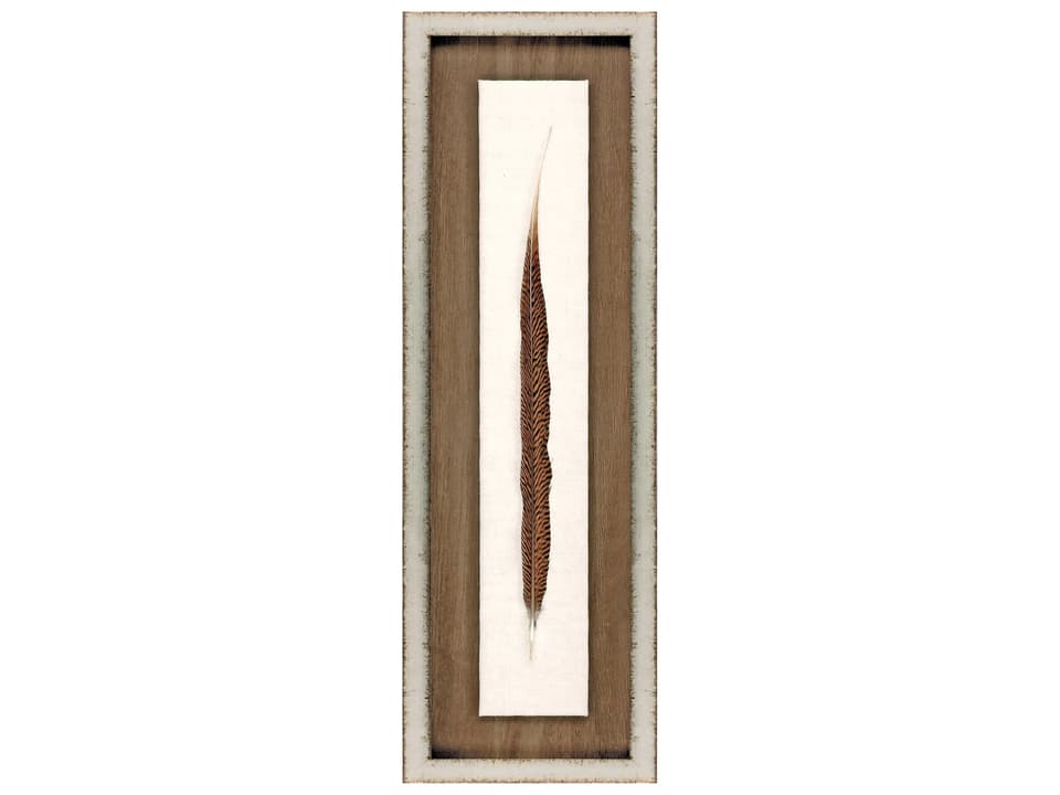 Pheasant Feather Shadow Box Wall Art in Antique Silver Frame