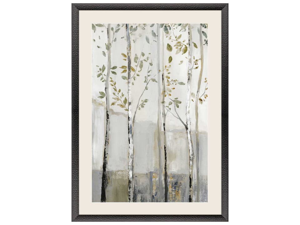 Blue Birch Serenade I Vertical Framed Art with Matte Black Wood Frame