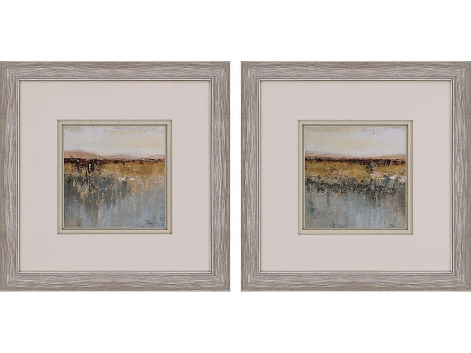 Abstract Antique Contemporary Wall Art Set of 2 with Gold Frames