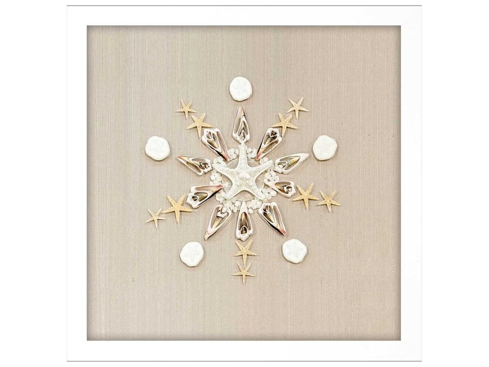 Caparazon-II Seashell Shadow Box Wall Decor with White Lacquered Frame