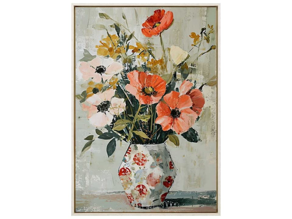 Spring Soiree-2 Canvas Wall Art by Petal Prints in Whitewash Floater Frame