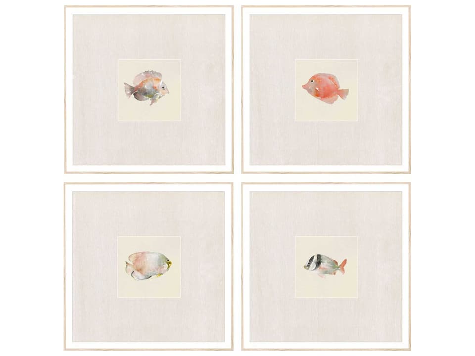Coastal Medley Framed Giclee Wall Art Set of 4