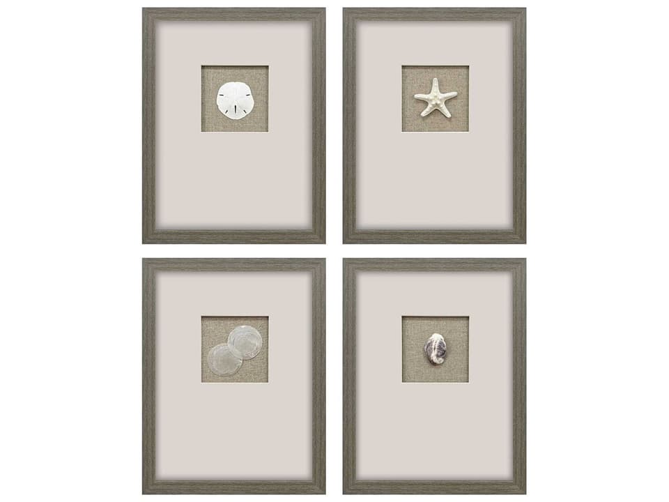 Naturals Natural Elements Shadow Box Set of 4 with Medium Wood-Grain Frame