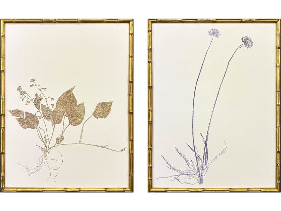 Floral Trace II Framed Art Set of 2 in Antique Gold