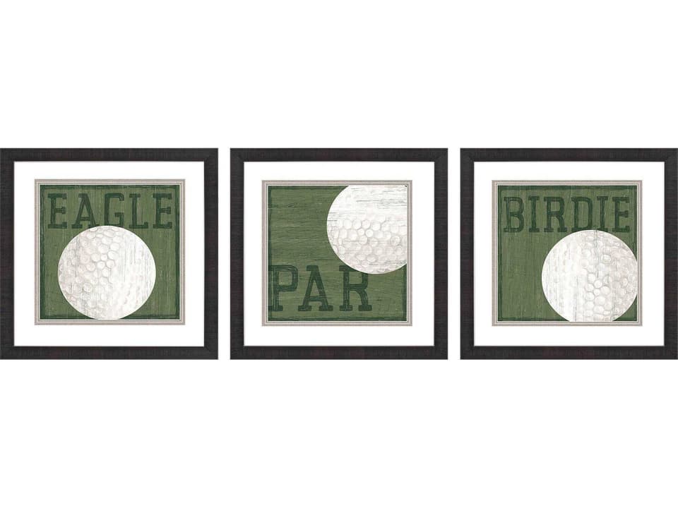Golf Days by Reed 3-Piece Framed Wall Art Set in Dark Espresso Wood Finish