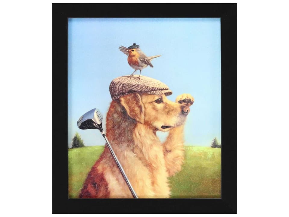 Animals Lost Ball Framed Wall Art by Heffernan in Flat Black