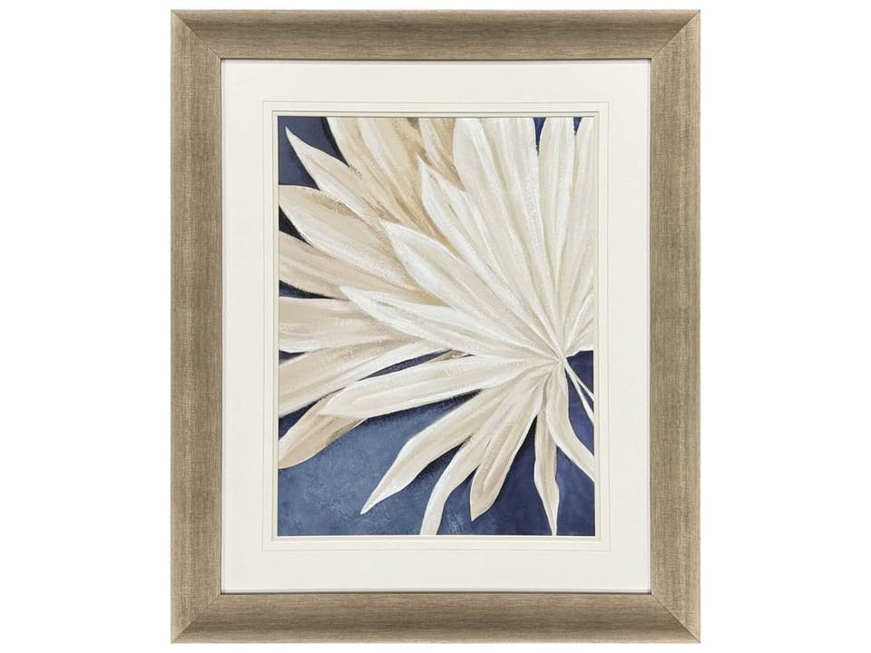 Wood Framed Botanical Paper Print Wall Art with Distressed Ivory Frame