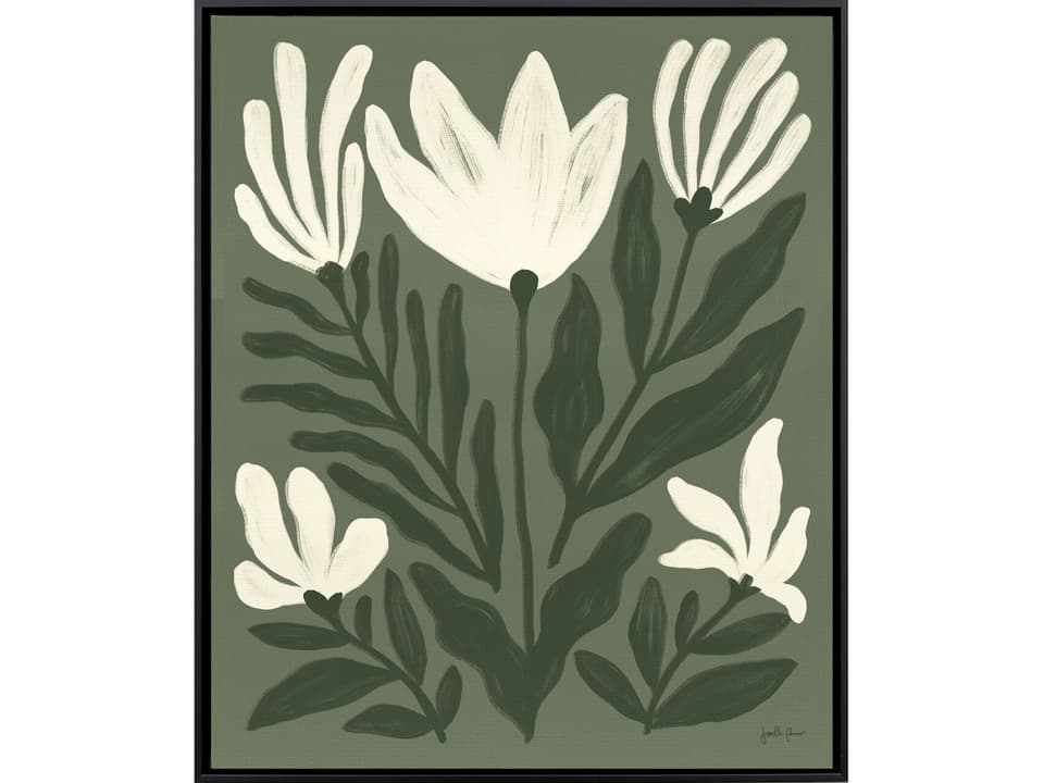 Simple Petals II Canvas Wall Art with Flat Black Floater Frame