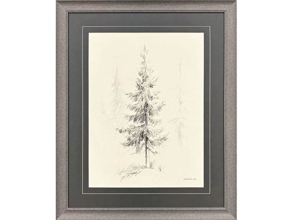 Elegant Pine I Framed Art with Rustic Wood Grain Frame