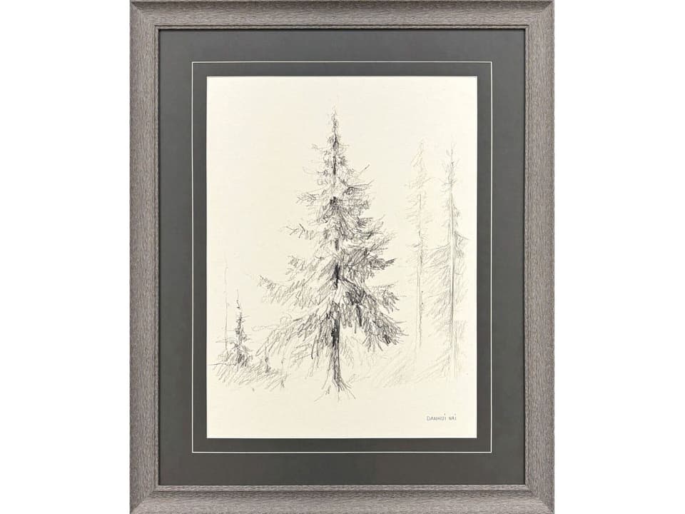 Elegant Pine II Framed Art Rustic Wood Grain Finish