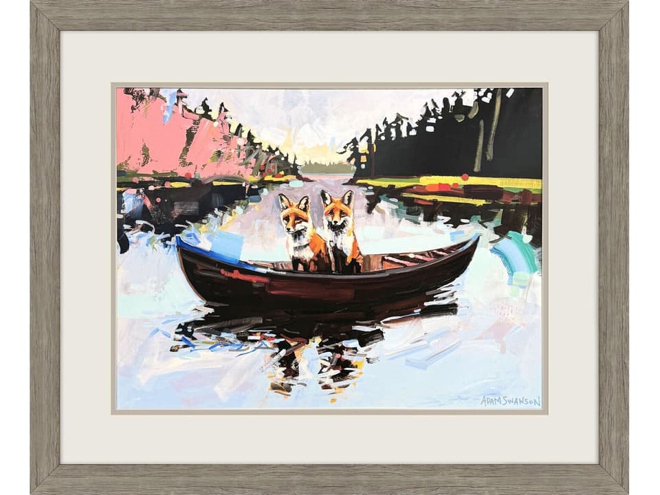 Flights of Fancy Framed Art with Distressed Wood Frame