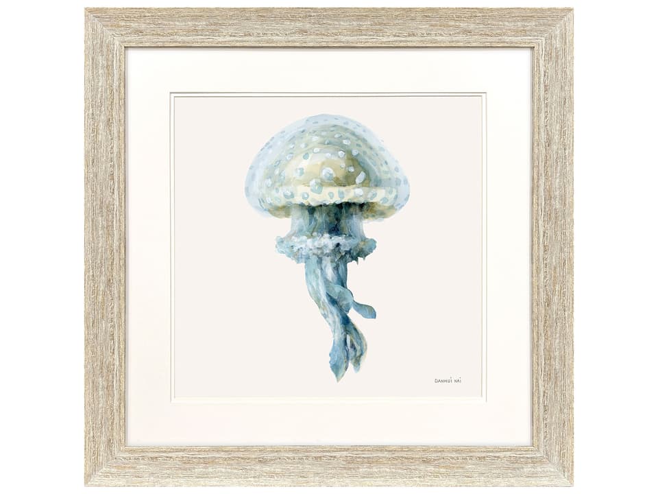 Coastal Bliss II Framed Art Green and Blue Watercolor