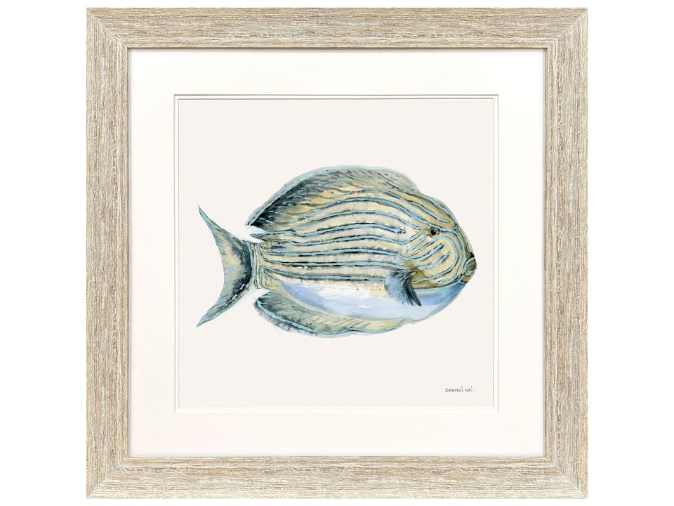 Coastal Bliss III Square Framed Art with Distressed Whitewash Frame