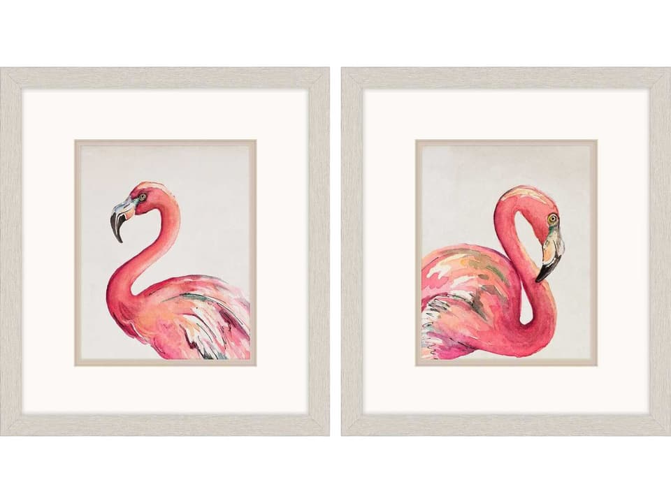 Watercolor Flamingo Framed Wall Art Set of 2