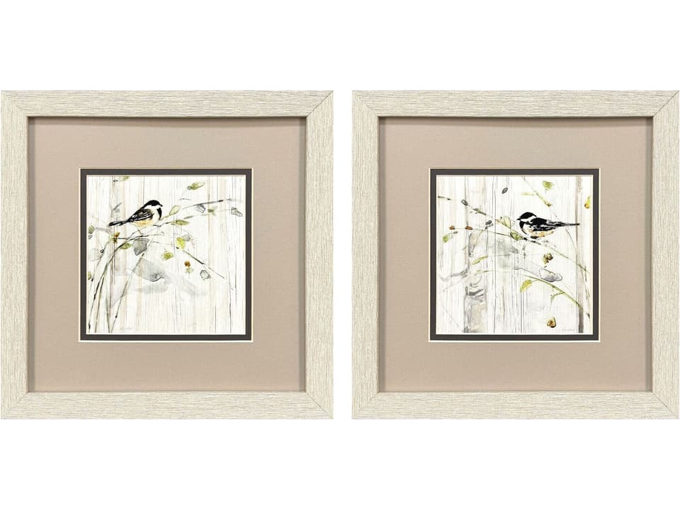 Heavenly Spring Framed Art Set of 2 with Songbird Motif