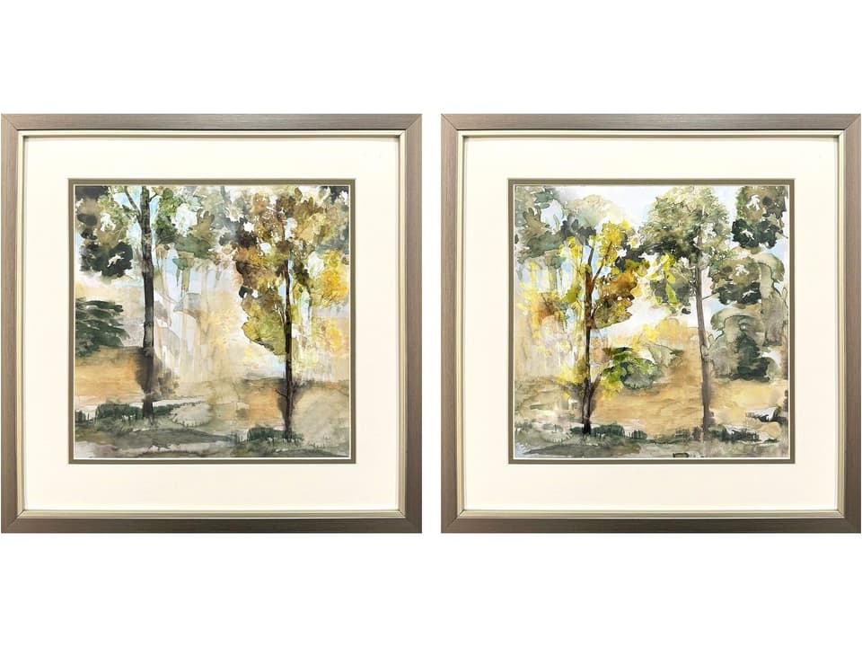 Nearing Autumn Framed Art Set of 2 with Brushed Pewter Frames