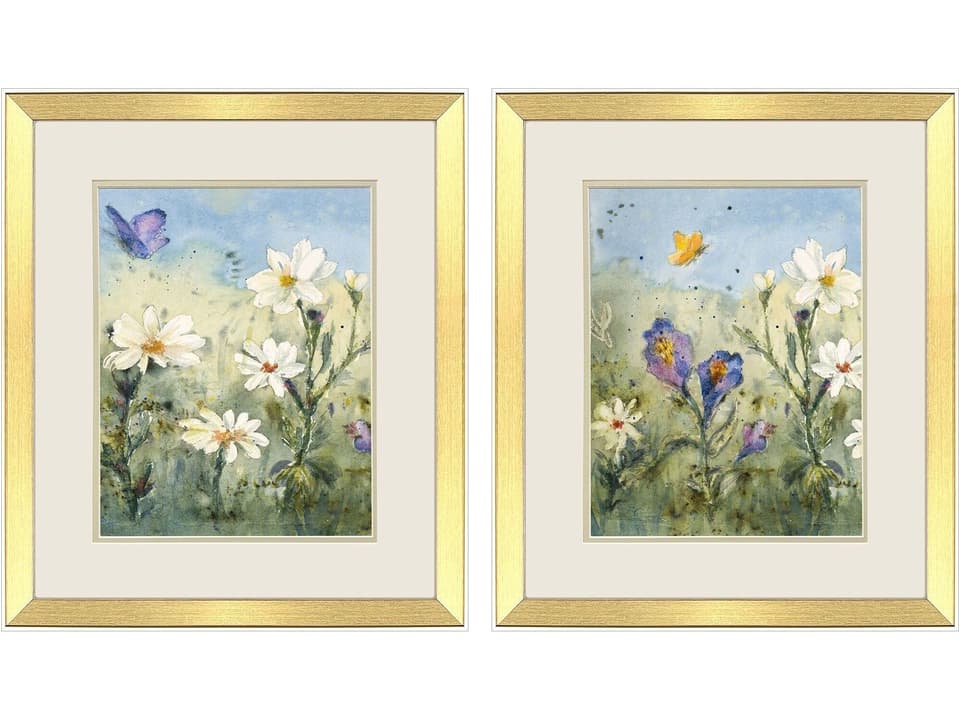 Summer Wildflowers II Framed Art Set of 2 with Gold Frame