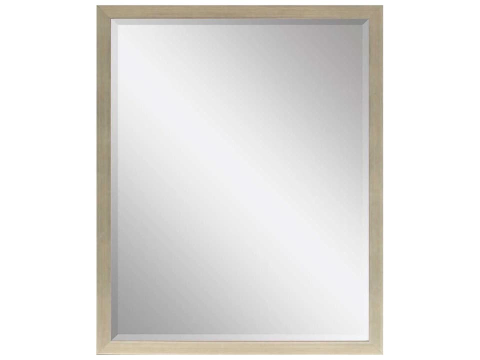 Beveled Rectangular Wall Mirror with Wood Frame in Champagne Finish
