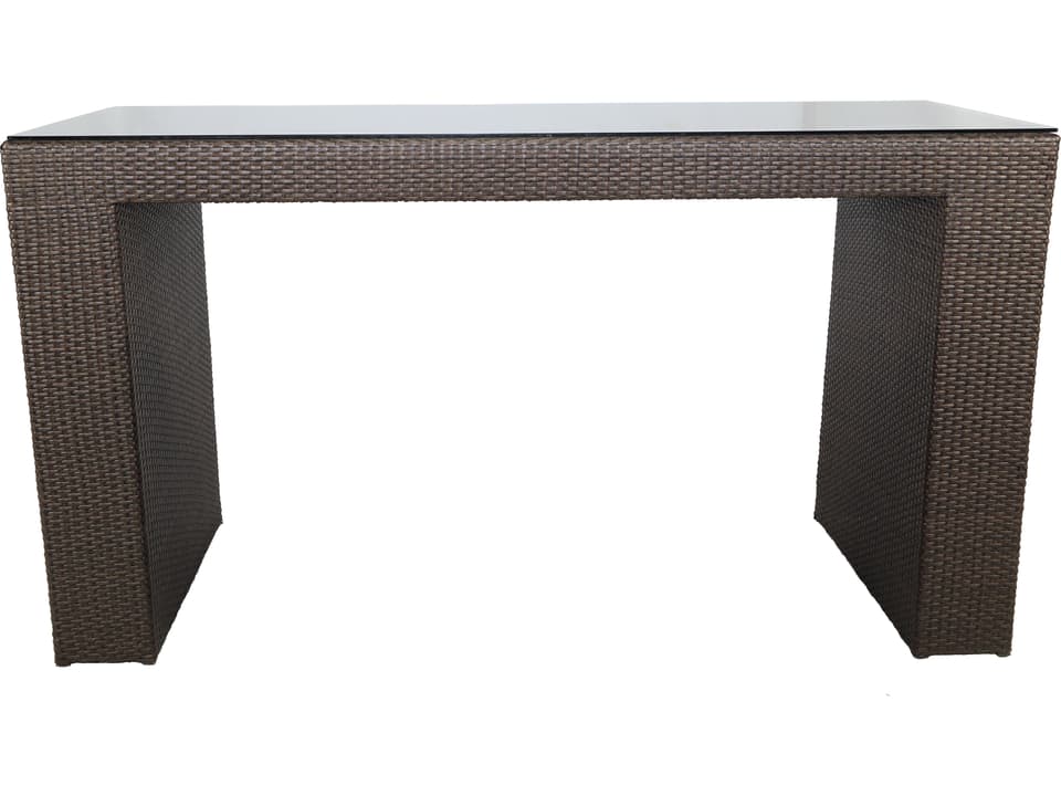 Exotic Rectangular Wicker Bar Table with Tempered Glass Top