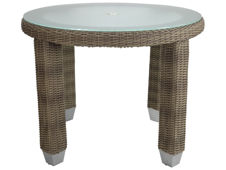Palisades Round Wicker and Glass Dining Table