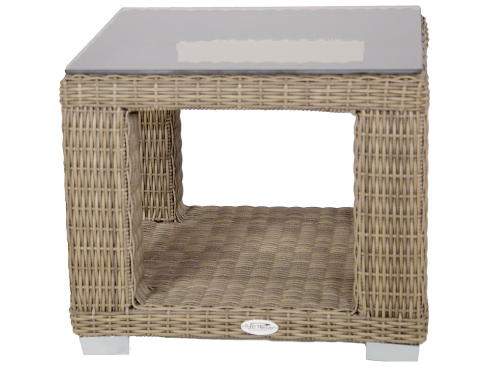 Palisades Square Patio End Table with Glass Top