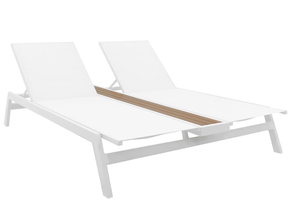 Riviera Double Chaise Lounge with Aluminum Frame and Sling Seating