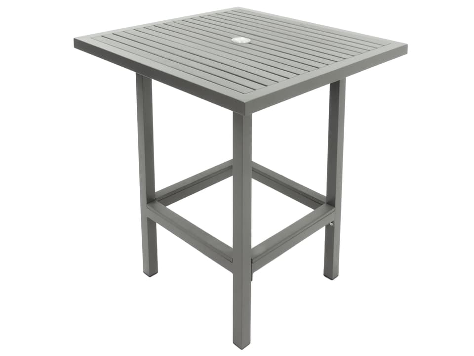 Riviera 32-Inch Square Aluminum Bar Table with Umbrella Hole in Grey